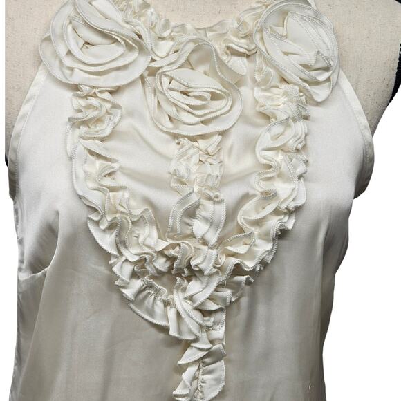 Sunny Leigh Dress Shirt Womens Small Sleeveless Ruffle Coquette Office Fairy - Picture 1 of 8